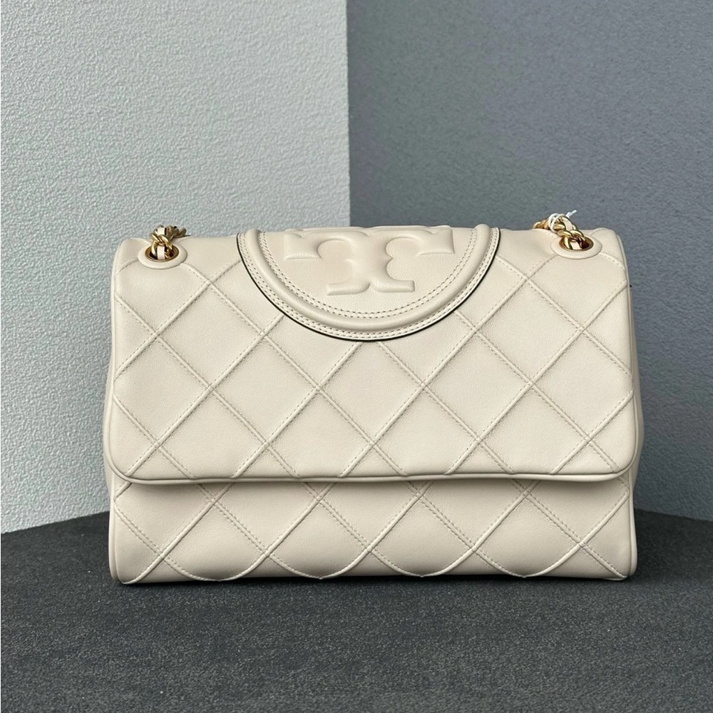 NWT $698 Tory Burch FLEMING SOFT CONVERTIBLE SHOULDER BAG IN New Cream Large
